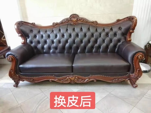 上海沙发翻新前后对比案例：换皮+海绵升级